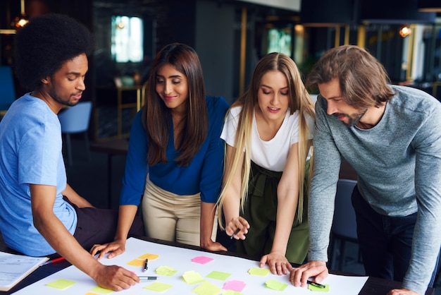 Brainstorming de jovens colegas de trabalho