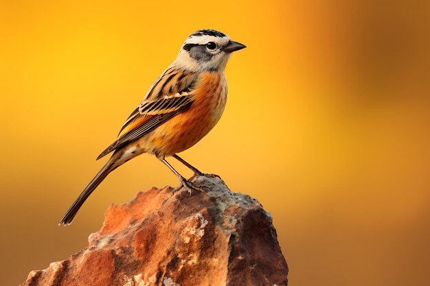 Brambling Emberiza citrinella auf einem Felsen