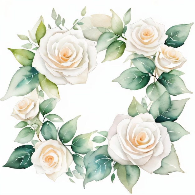 Foto branco, aquarela, rosas clipart