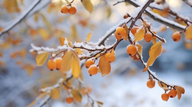 Foto branco bonito com folhas laranjas e amarelas