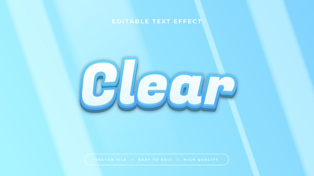 Branco e azul claro estilo de fonte de efeito de texto 3D editável