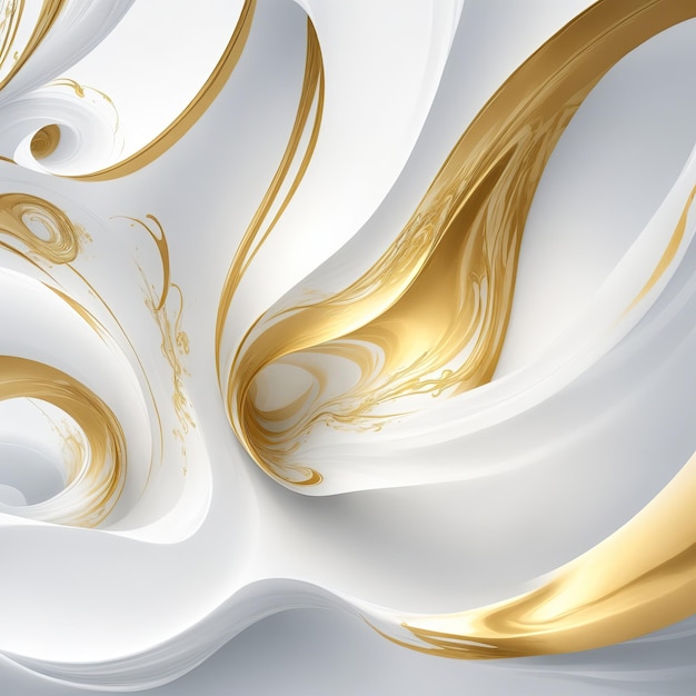 Branco e dourado vibrante fluindo em uma onda suave de fundo abstrato