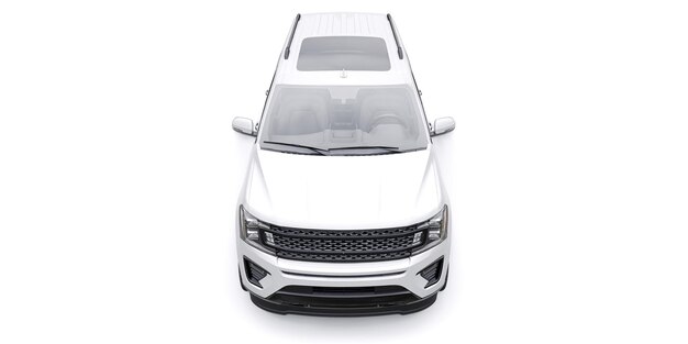 Branco Premium família SUV isolado no fundo branco. renderização em 3D
