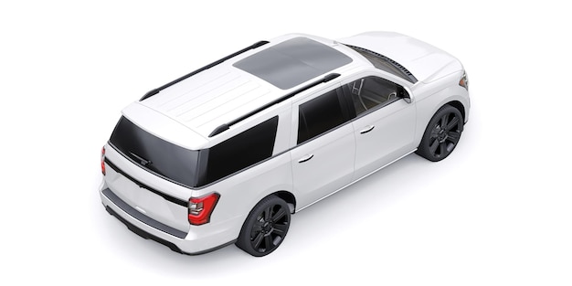 Branco premium family suv isolado na renderização 3d de fundo branco