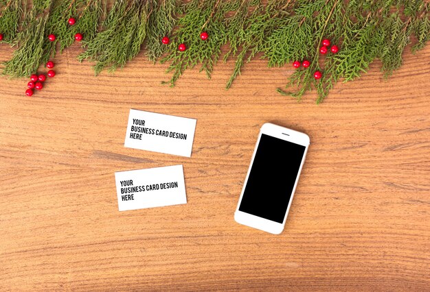 branding mobile Mock-up für Weihnachten Kegel bunte Dekorationen