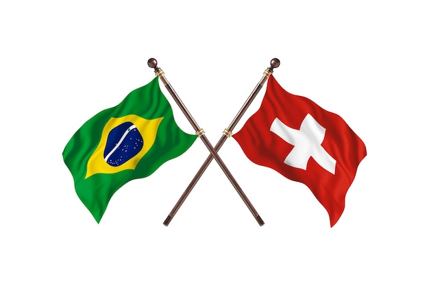 Brasil contra fundo de bandeiras da suíça
