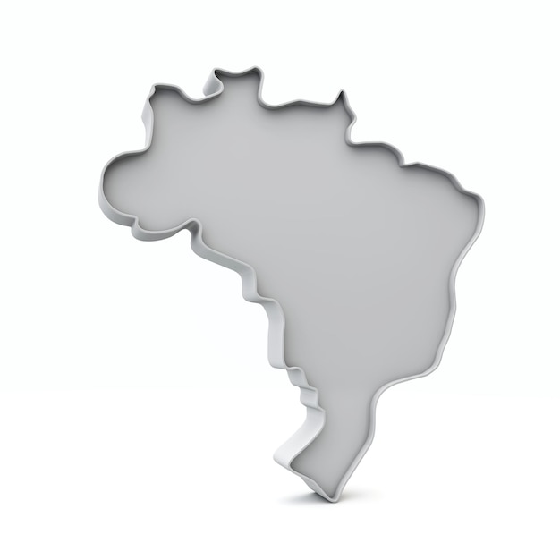 Brasil simple d mapa en blanco gris d renderizado