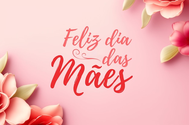 Foto brasileiro feliz dia das maes flor fundo rosa com letras e nome feliz dia das mães