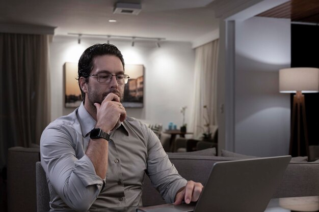 Foto brasileiro trabalhando em casa