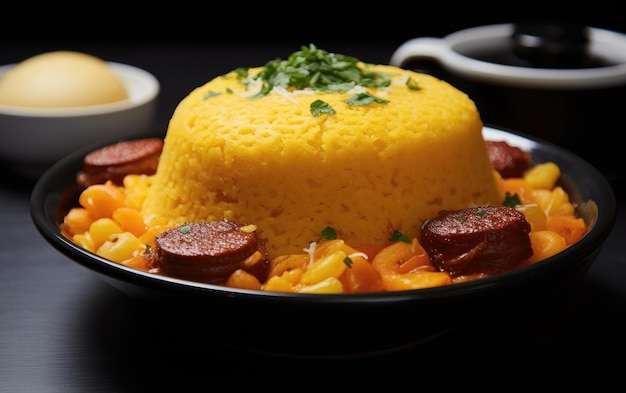 Brasilianische Delikatesse Cuscuz mit schmackhafter brasilianischer Wurst Eine kulinarische Reise zum Geschmack