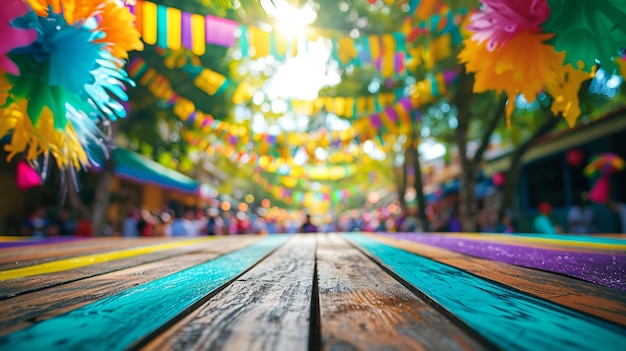 Foto brasilianische karneval-straßenparade mit tischplatte und kopierplatz