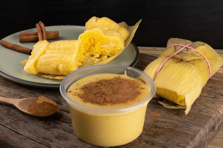Brasilianisches Curau und süßes Pamonha