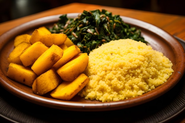 brasilianisches Essen Cuzcous und Couscous mit Kassave Farofa