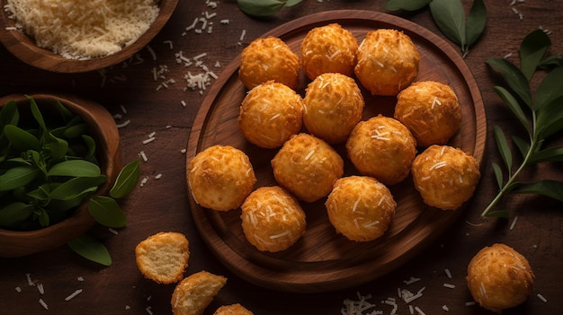 Foto brasilianisches snack-käse-brot von oben nach unten