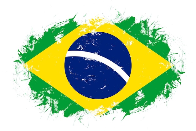 Brasilien-Flagge auf abstraktem Strichbürstenhintergrund