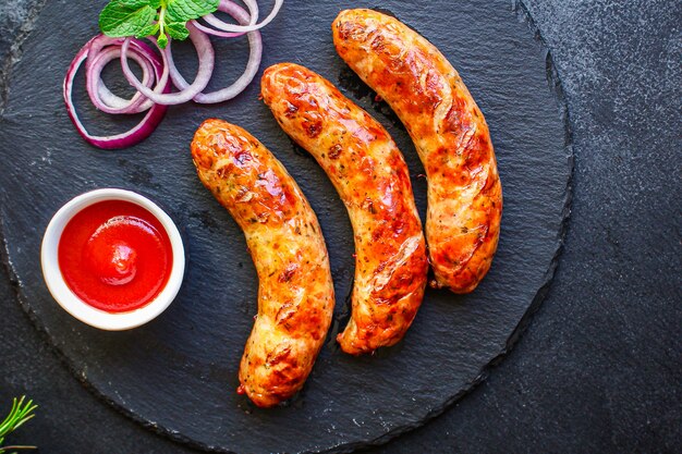 Bratwürste, gegrilltes Fleisch oder Grill