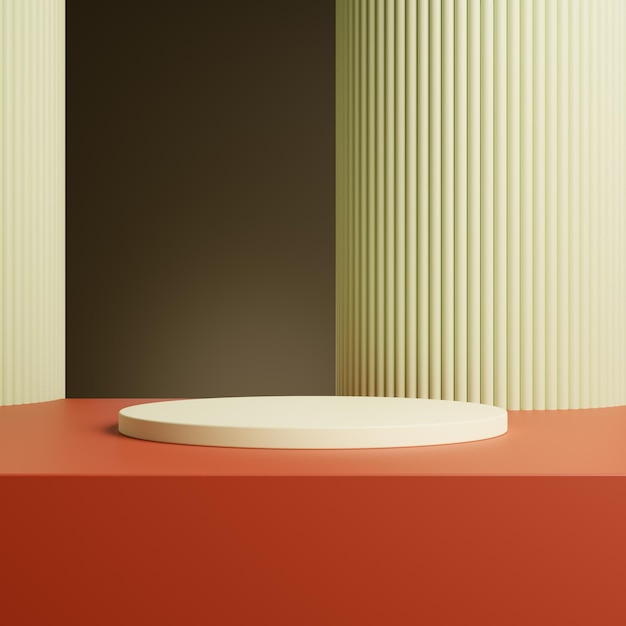 Braun-roter Zylinder, minimale Podiumspodest-Produktpräsentationsplattform für Produktplatzierungshintergrund, 3D-Illustration