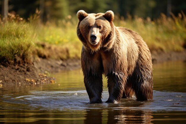 Braunbär-Grizzly an der Wasserstelle