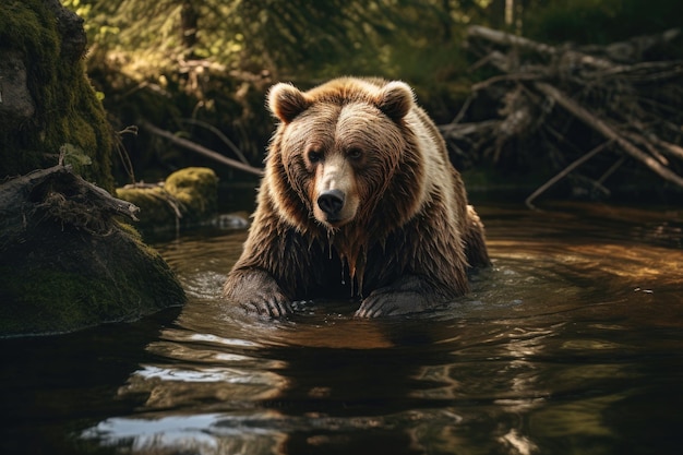 Braunbär-Grizzly an der Wasserstelle