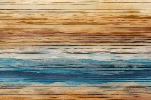 Braune Aquarelllinien als Panorama-Hintergrund blau und gold