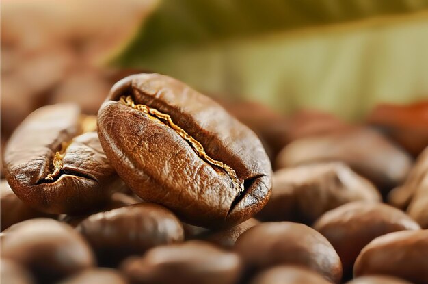 Braune geröstete Kaffeebohnen auf dunklem Hintergrund