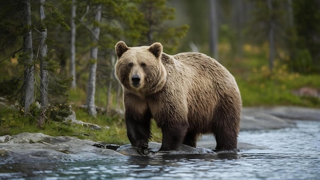 Brauner Bär im natürlichen Lebensraum Finnlands