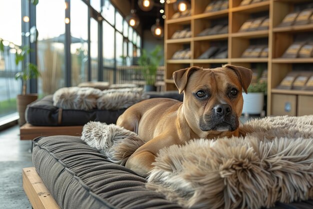 Brauner Hund liegt auf der Couch