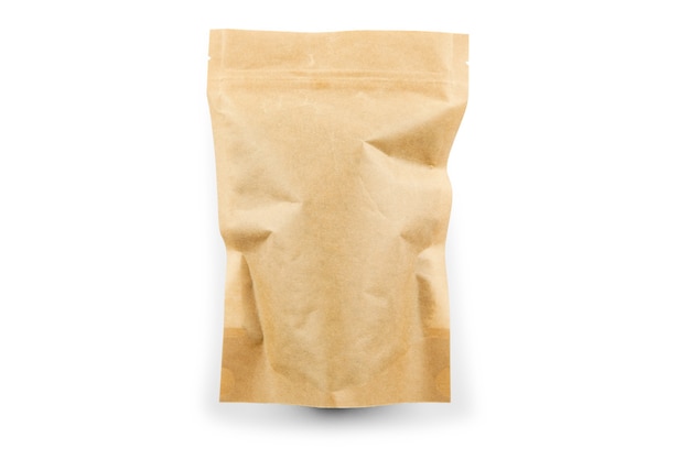 Brauner Papiertüte auf weißem Hintergrund