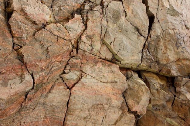 Brauner Stein- oder Felsenhintergrund Naturdetail der Felsen Closeup raue braune Steinmauer