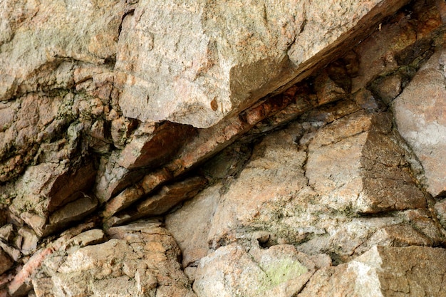 Brauner Stein- oder Felsenhintergrund Naturdetail der Felsen Closeup raue braune Steinmauer