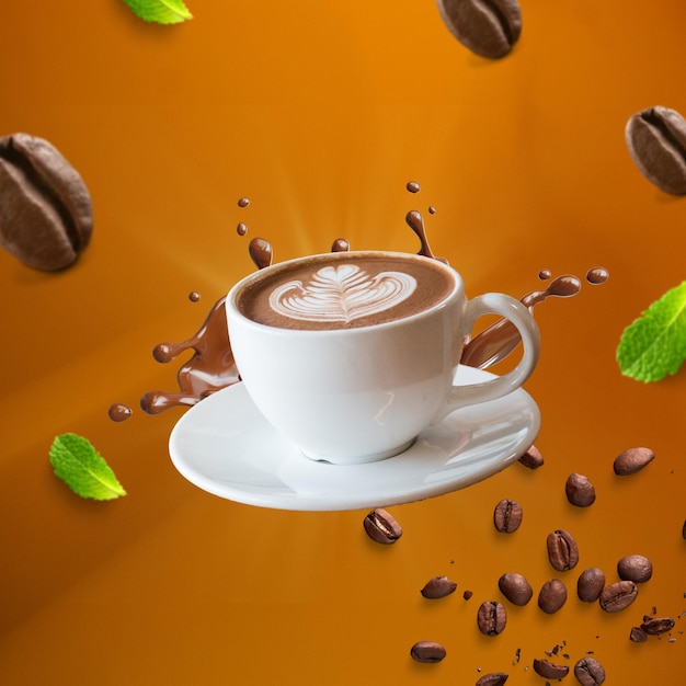 Brauner und weißer Hintergrund Moderne Kaffeezeit Instagram-Post