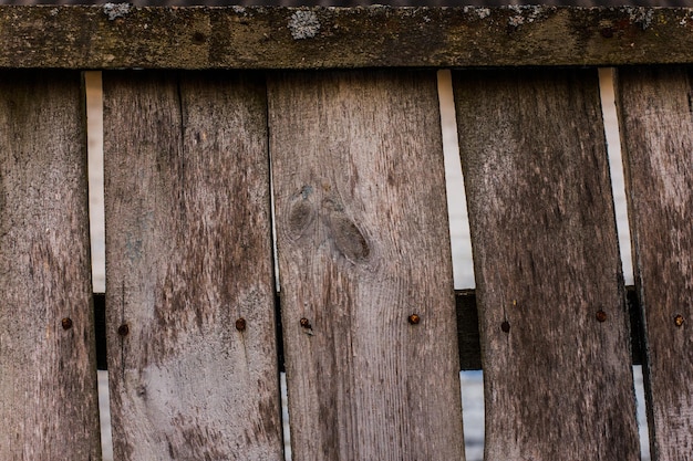 Brauner Zaun aus Holz Hölzerner Hintergrund mit verwittertem Holz