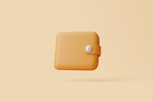 Braunes Brieftaschen-Symbol auf pastellbeigem Hintergrund 3D-Render-Illustration