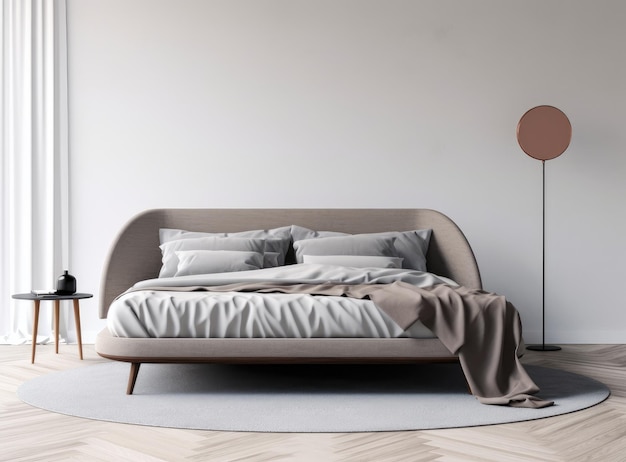 Braunes klassisches Doppelbett, isoliert, hergestellt mit generativer Al-Technologie