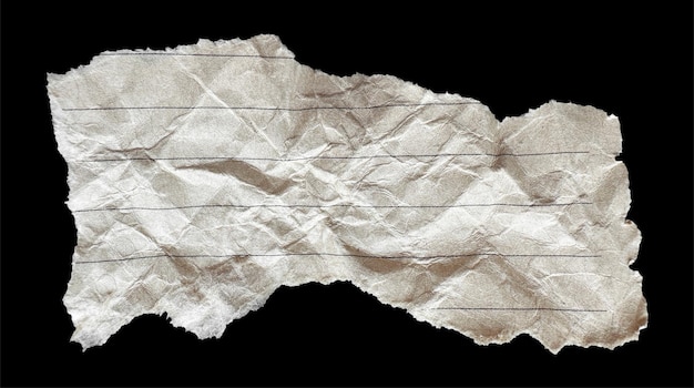 Braunes zerrissenes, zerknittertes, altes, handwerklich ausgekleidetes Papierstück