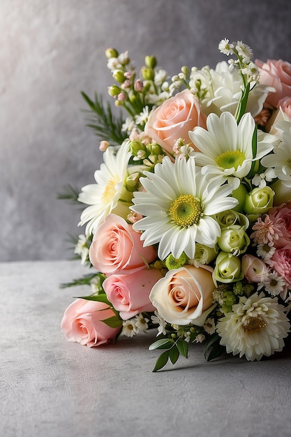 Brautstrauß aus weißen und rosa Blumen, Schmetterling