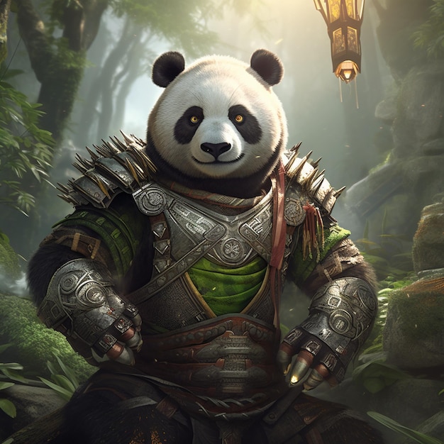 Braveheart en blanco y negro Una ilustración de superhéroe Panda