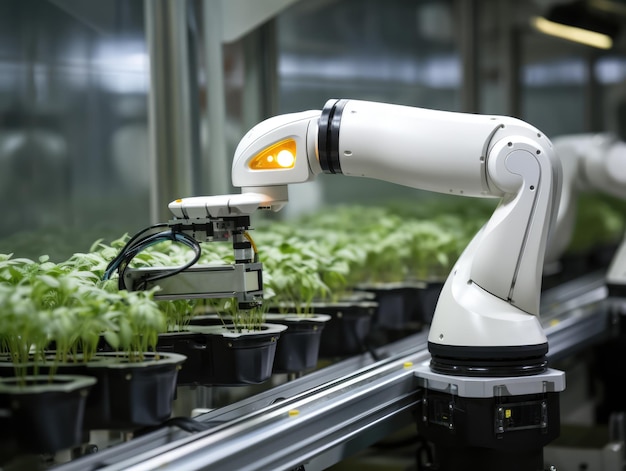 Foto brazo robótico de 6 ejes para el monitoreo de cultivos en el sector agrícola de tecnología moderna