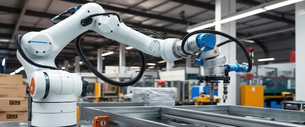 Brazo robótico automatizado que trabaja eficientemente en un entorno de fábrica moderno