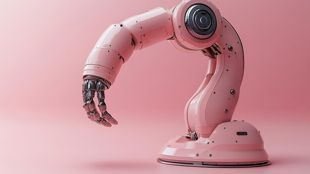 El brazo robótico rosa es un diseño futurista