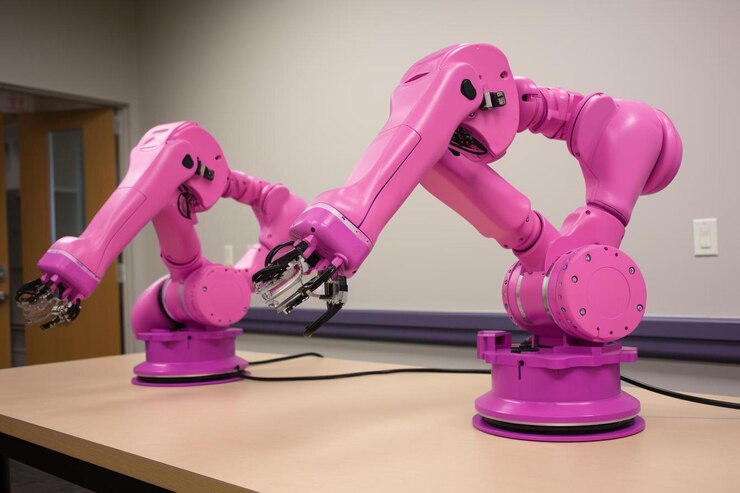 Foto los brazos robóticos operados por ia en un laboratorio de biotecnología