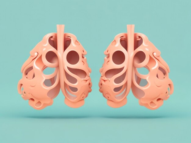 Foto breath of life lungs 3d renderizado en un estilo muy simple