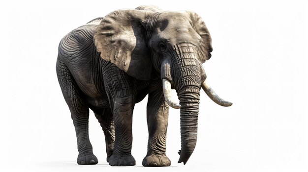 Foto a breathtaking 3d rendering of a majestic elephant exuding power and strength created in a super realistic style this isolated artwork captures every intricate detail of the elephants ma