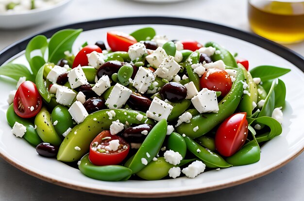 Breiter griechischer Bohnensalat mit mariniertem Fett