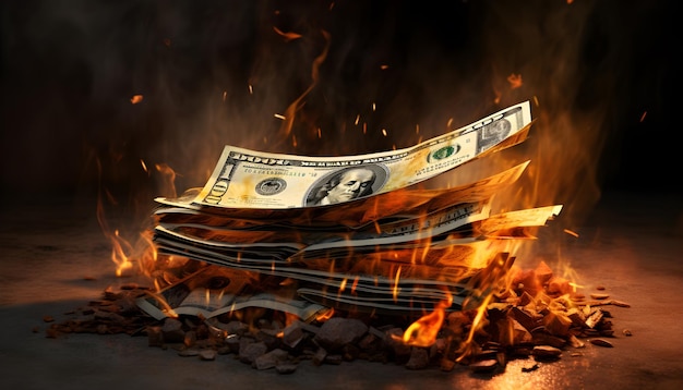 Brennende Geldscheine Generative KI