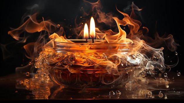 brennende Kerze mit Flamme