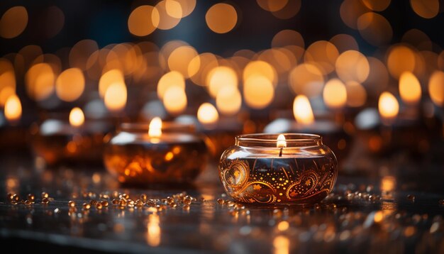 Brennende Kerzen auf dunklem Hintergrund, Nahaufnahme. Platz für Text
