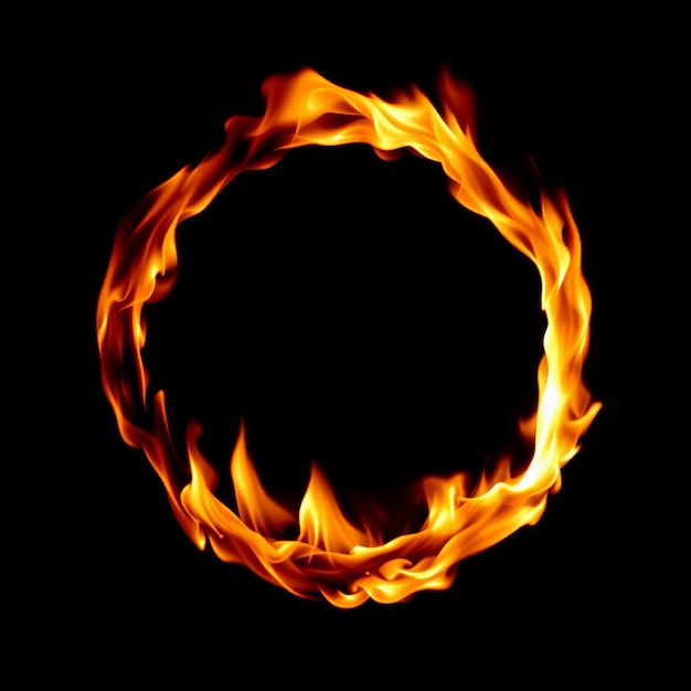 Brennender Feuerring auf schwarzem Hintergrund