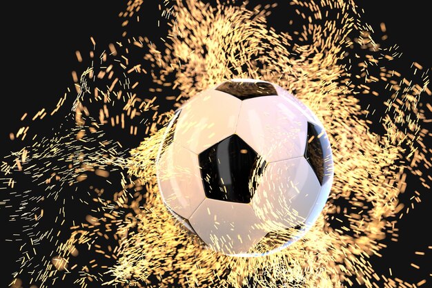 Foto brennender fußball mit dunklem hintergrund 3d-rendering digitale computerzeichnung