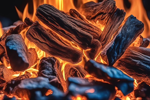 brennendes Feuer im Nachtfeuer Flammen auf einem hölzernen Hintergrund brennendes Feuer in der Nacht